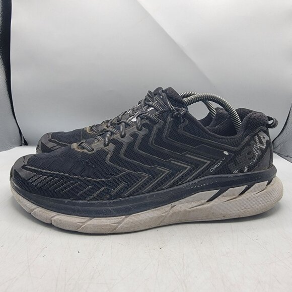Hoka One One Clifton 4 Mens 10.5 Black White Athletic Shoes Running Walking - Picture 12 of 13